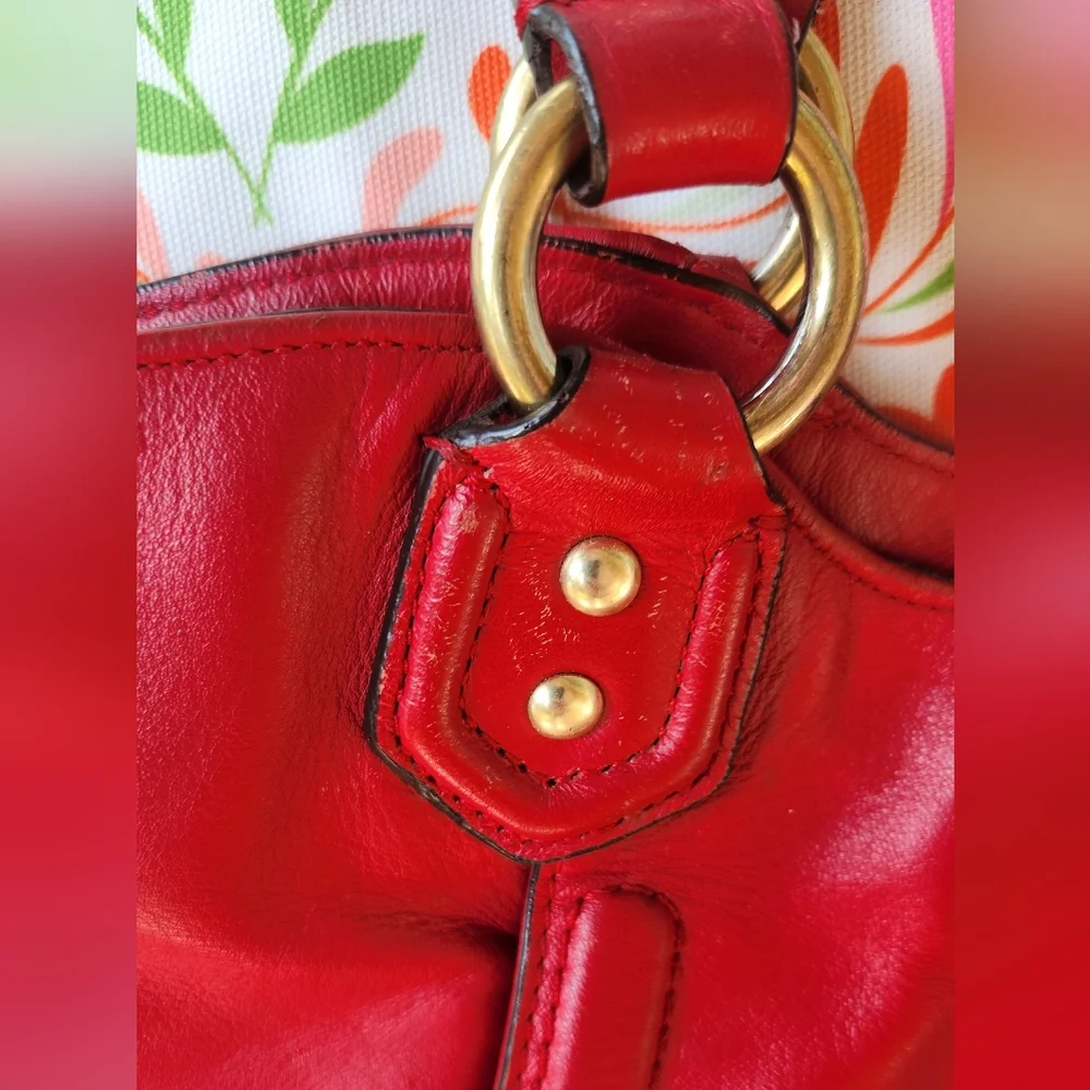 Coach Campbell‎ Belle red leather shoulder bag purse